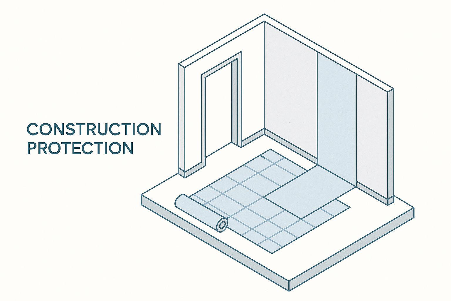PVC protection sheets on jobsite surfaces